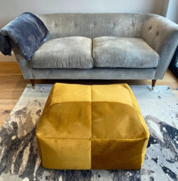 Beautiful Beanbags Luxury Plush Velvet Beanbag Mega Cube Xl Pouffe Bean Bags - Mustard