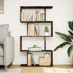 Walplus Room Divider Bookcase 4 Tier Smoked Oak 70X24X129 Cm Engineered Wood - thumbnail 3
