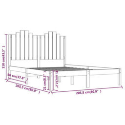 Berkfield Bed Frame Black Solid Wood Pine 200X200 Cm - thumbnail 6