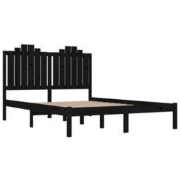 Berkfield Bed Frame Black Solid Wood Pine 200X200 Cm - thumbnail 4