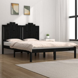 Berkfield Bed Frame Black Solid Wood Pine 200X200 Cm