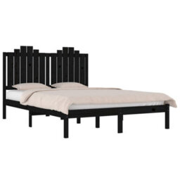 Berkfield Bed Frame Black Solid Wood Pine 200X200 Cm - thumbnail 3