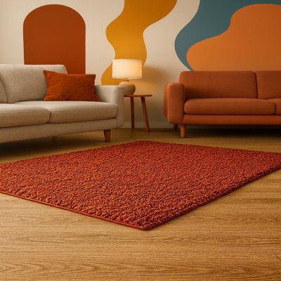 Uetian Terracotta Shaggy Rug Soft Plush Carpet For Living Room & Bedroom (160X230 Cm) - image 1
