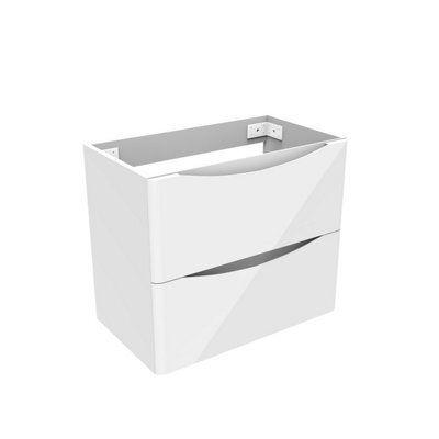 AVER-GROWTH Wall-Mounted Bathroom Vanity Unit Gloss White Flat Pack Bathroom Cabinets Only 590(W)X345X(D)X500(H)mm With 2 Drawers - image 1
