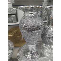 40Cm Sparkle Diamond Crushed Crystal Sparkly Silver Mirrored Floor Vase 054