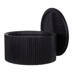 Wyld And Coco Black Mango Wood Round Coffee Table 70Cm With Hidden Storage, Classic Modern Design - thumbnail 3