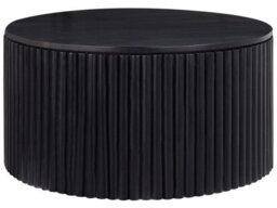Wyld And Coco Black Mango Wood Round Coffee Table 70Cm With Hidden Storage, Classic Modern Design - thumbnail 1