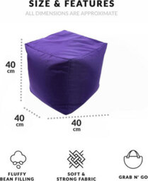 istyle mode Purple Outdoor Bean Bag Footstool Pouffe Water-Resistant 40X40Cm - thumbnail 3