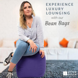 istyle mode Purple Outdoor Bean Bag Footstool Pouffe Water-Resistant 40X40Cm - thumbnail 4