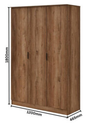 Swish Furniture Richmond 3 Door Triple Wardrobe Chestnut Oak - thumbnail 4
