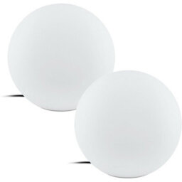 Set Of 2 Ip65 Waterproof Outdoor Garden Globe Lights - Modern White Plastic Design - thumbnail 1