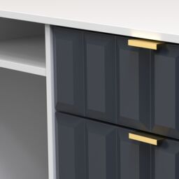 Cube Ready Assembled Matt Indigo & White Media Unit With 2 Shelves & 3 Drawers, (H)97Cm X (W)74Cm X (D)39.5Cm - thumbnail 4
