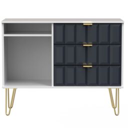 Cube Ready Assembled Matt Indigo & White Media Unit With 2 Shelves & 3 Drawers, (H)97Cm X (W)74Cm X (D)39.5Cm - thumbnail 2