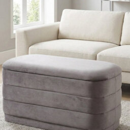 Garden Greatness Grey Storage Ottoman Reversible Tray Top - thumbnail 2