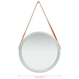 Berkfield Wall Mirror With Strap 50 Cm Silver - thumbnail 6