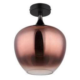 Luminosa Lighting Luminosa Maxy Globe Ceiling Light Matt Black Copper Glass Shade 1X E27 - thumbnail 2