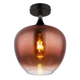 Luminosa Lighting Luminosa Maxy Globe Ceiling Light Matt Black Copper Glass Shade 1X E27