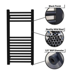 Lux Heat Black Ladder Towel Radiator 1200mm (H) X 600mm (W) - thumbnail 5