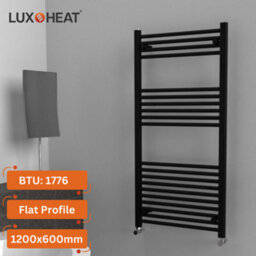 Lux Heat Black Ladder Towel Radiator 1200mm (H) X 600mm (W) - thumbnail 7