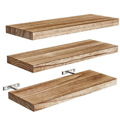 Set Of 3 Wooden Floating Shelves Wall Mount Display Storage Wall Rack - image 1