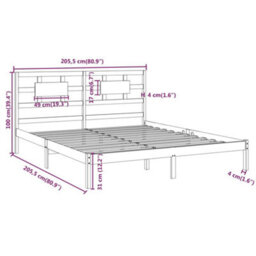 Berkfield Bed Frame Honey Brown Solid Wood 200X200 Cm - thumbnail 8