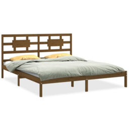 Berkfield Bed Frame Honey Brown Solid Wood 200X200 Cm - thumbnail 2