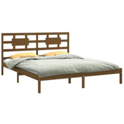 Berkfield Bed Frame Honey Brown Solid Wood 200X200 Cm - thumbnail 3
