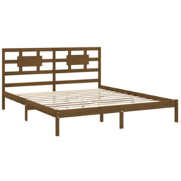 Berkfield Bed Frame Honey Brown Solid Wood 200X200 Cm - thumbnail 4