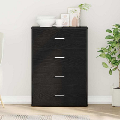 Berkfield Sideboard With Drawer Black Oak 60 X 31 X 84 Cm Engineered Wood - image 1