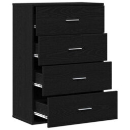 Berkfield Sideboard With Drawer Black Oak 60 X 31 X 84 Cm Engineered Wood - thumbnail 5