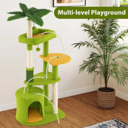 Multi Level Kitty Tower With Artificial Leaves & Condo - thumbnail 4