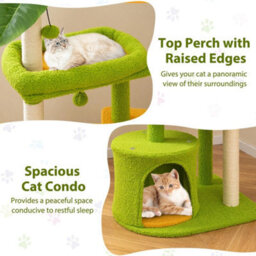 Multi Level Kitty Tower With Artificial Leaves & Condo - thumbnail 5