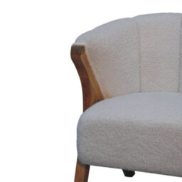 Wyld Haus Sarlat White Boucle Cosy Chair With Mango Wood Legs - thumbnail 7