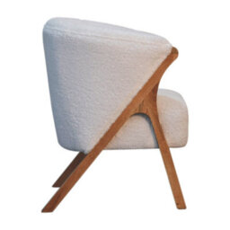 Wyld Haus Sarlat White Boucle Cosy Chair With Mango Wood Legs - thumbnail 9