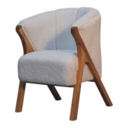 Wyld Haus Sarlat White Boucle Cosy Chair With Mango Wood Legs - thumbnail 4