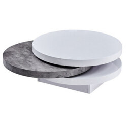 Furniture in Fashion Triplo Round Rotating Coffee Table With Concrete Effect - thumbnail 2
