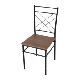 Living And Home Modern Oak Rectangular Dining Table And Chair Set For 4, Black Metal Frame - thumbnail 6