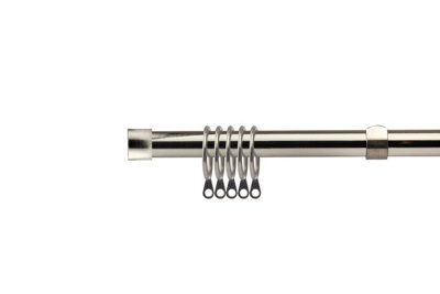16-19mm Fenton Extendable  Metal Curtain Pole Set Brushed Silver 120-210Cm