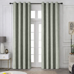 Oxford Homeware Eyelet Linen Effect Curtains Sage Green Fully Lined 100% Blackout Thermal Insulated Curtain Pair (W)168Cmx(L)183Cm