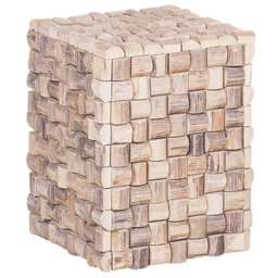 Beliani Side Table Cajeme Teak Wood Light Brown