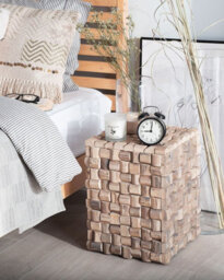Beliani Side Table Cajeme Teak Wood Light Brown - thumbnail 2