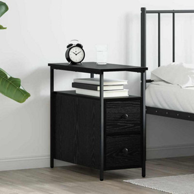 Berkfield Bedside Cabinet With Drawer Black Oak Engineered Wood - image 1