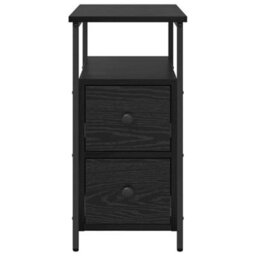 Berkfield Bedside Cabinet With Drawer Black Oak Engineered Wood - thumbnail 6