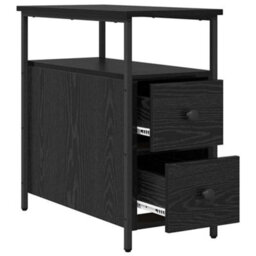 Berkfield Bedside Cabinet With Drawer Black Oak Engineered Wood - thumbnail 5