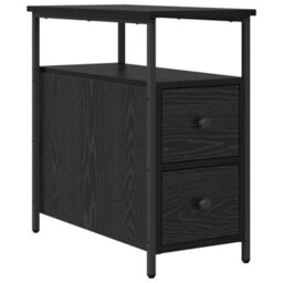 Berkfield Bedside Cabinet With Drawer Black Oak Engineered Wood - thumbnail 2
