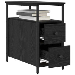 Berkfield Bedside Cabinet With Drawer Black Oak Engineered Wood - thumbnail 3