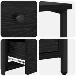 Berkfield Bedside Cabinet With Drawer Black Oak Engineered Wood - thumbnail 9