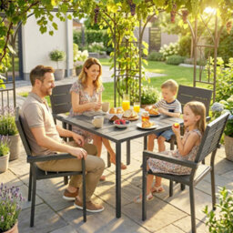 Outsunny 5 Pieces Garden Dining Set, Outdoor Furniture With Hdpe Table - thumbnail 7