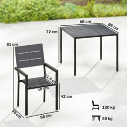 Outsunny 5 Pieces Garden Dining Set, Outdoor Furniture With Hdpe Table - thumbnail 3