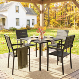 Outsunny 5 Pieces Garden Dining Set, Outdoor Furniture With Hdpe Table - thumbnail 9